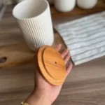 بانکه سرامیکی شیاردار با درب چوبی